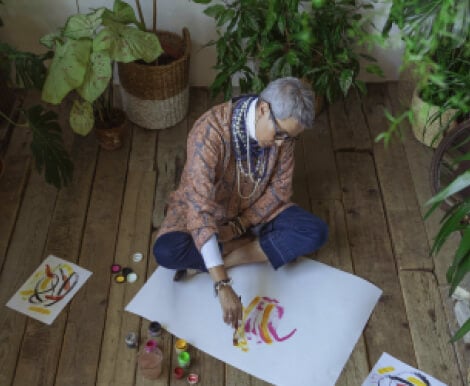Elderly Man Creating Art at Lake Worth Senior Living Elderly Man Creating Art at Lake Worth Senior Living