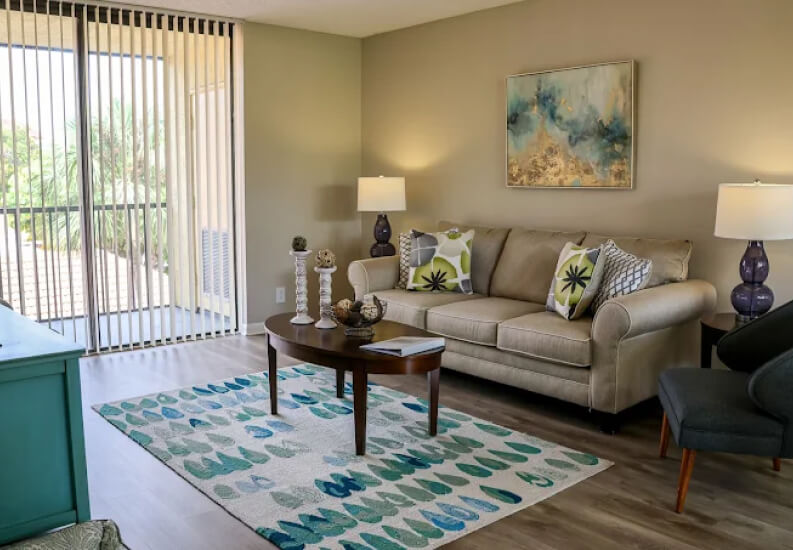 Spacious Living Room Area in Senior Independent Living Apartment Spacious Living Room Area in Senior Independent Living Apartment